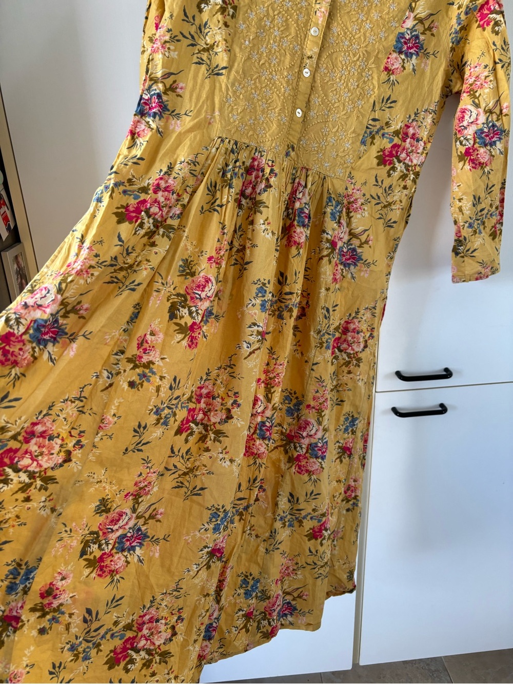 Floral Prairie Midi Maxi Dress Cottagecore Boho Cotton Country Embroidery Small - Picture 5 of 10